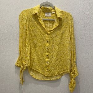 Anthropologie yellow cotton blouse